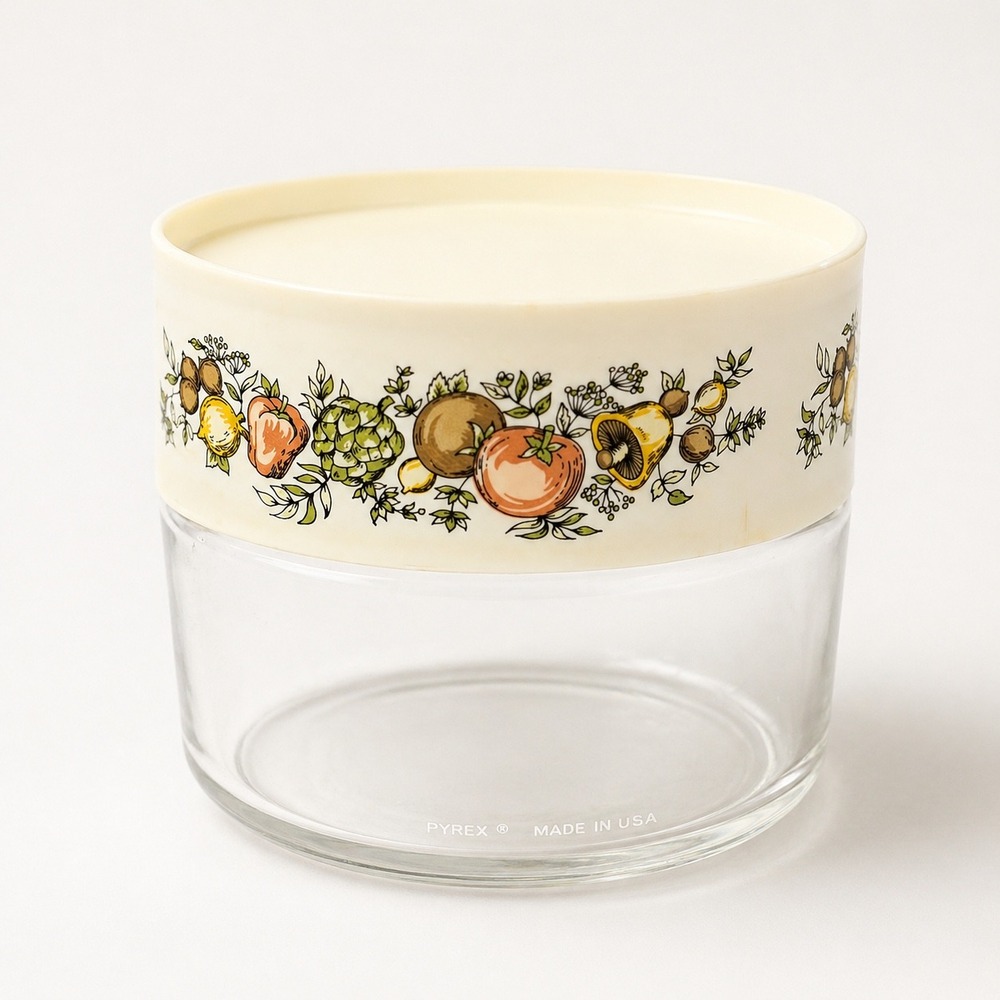 Vintage Pyrex Spice of Life Store N See Glass Canister 1970s Made in USA Retro